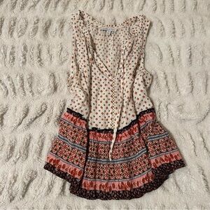 Patrons of Peace Cream and Red Floral Blouse